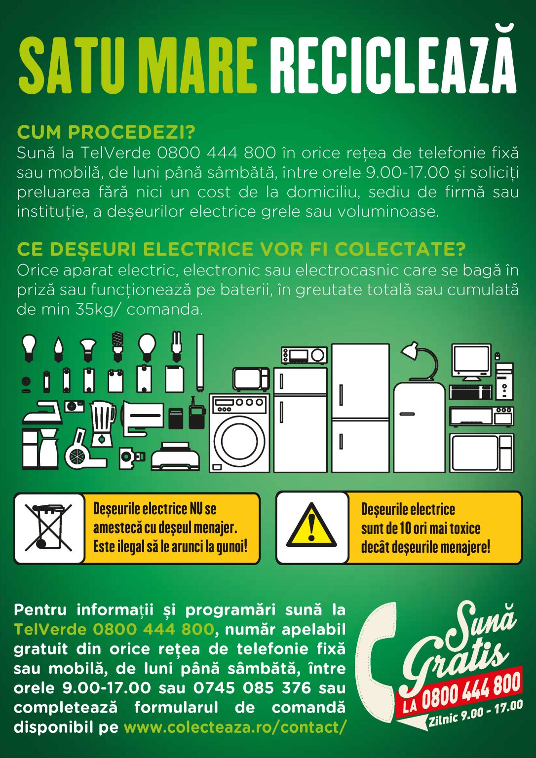 Puncte de colectare deșeuri electrice și electronice la Satu Mare