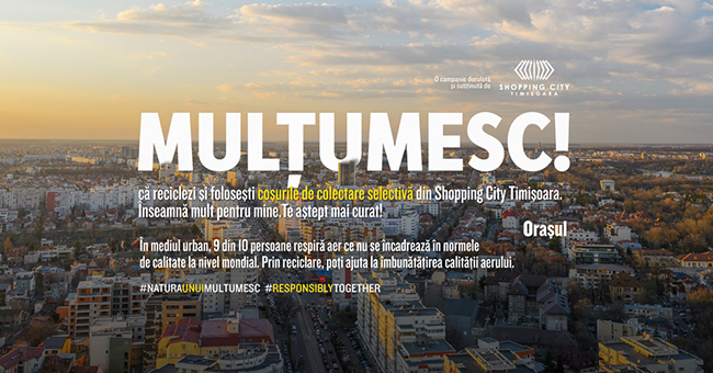 Inițiativă de colectare selectivă și administrare a deșeurilor la sursă a centrului comercial Shopping City Timișoara