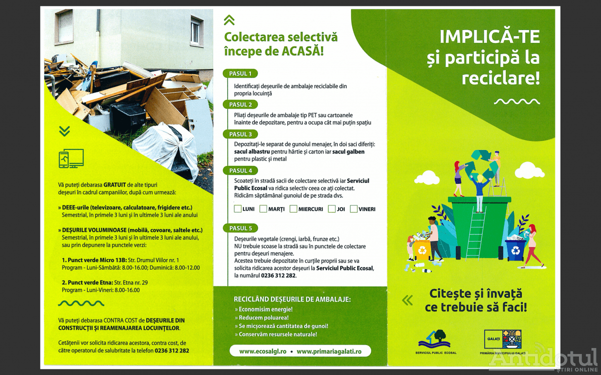 Colectarea separată a deșeurilor reciclabile în Galați