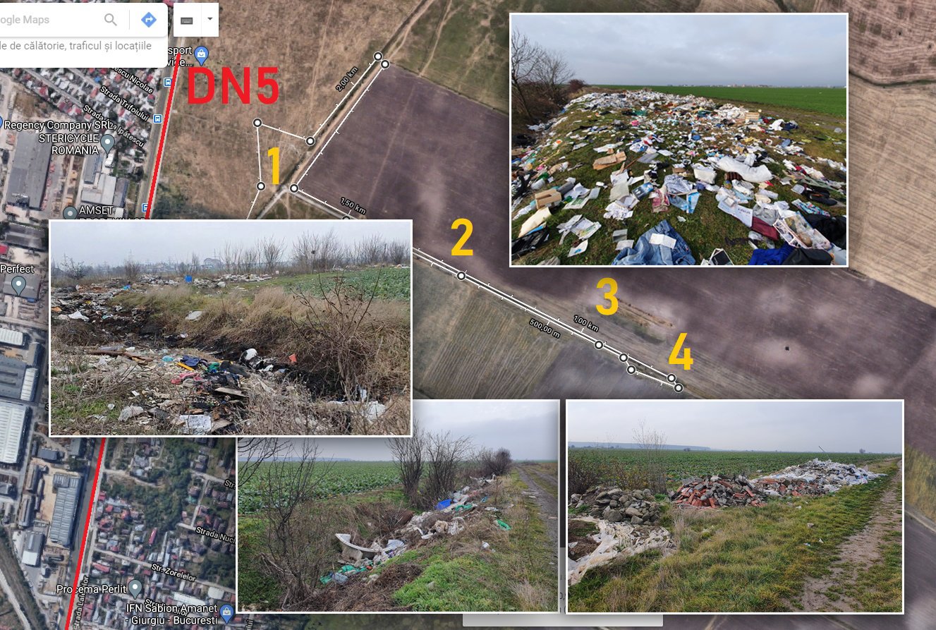 Trei hectare de deșeuri între Jilava și Măgurele: saci cu deșeuri periculoase aruncați la întâmplare