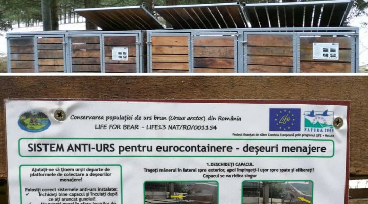 Eurocontainere pentru deșeuri menajere cu sisteme ANTI-URS, la Bușteni