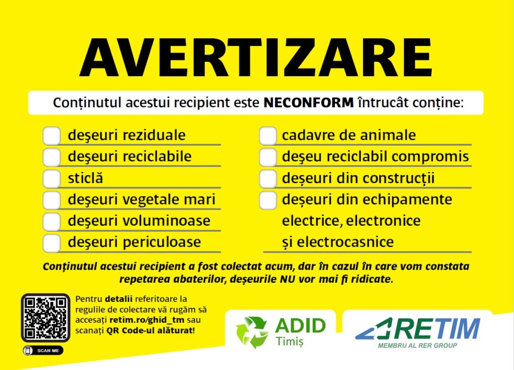 Campanie în Timiș “Colectarea separată a deșeurilor, obligație legală”