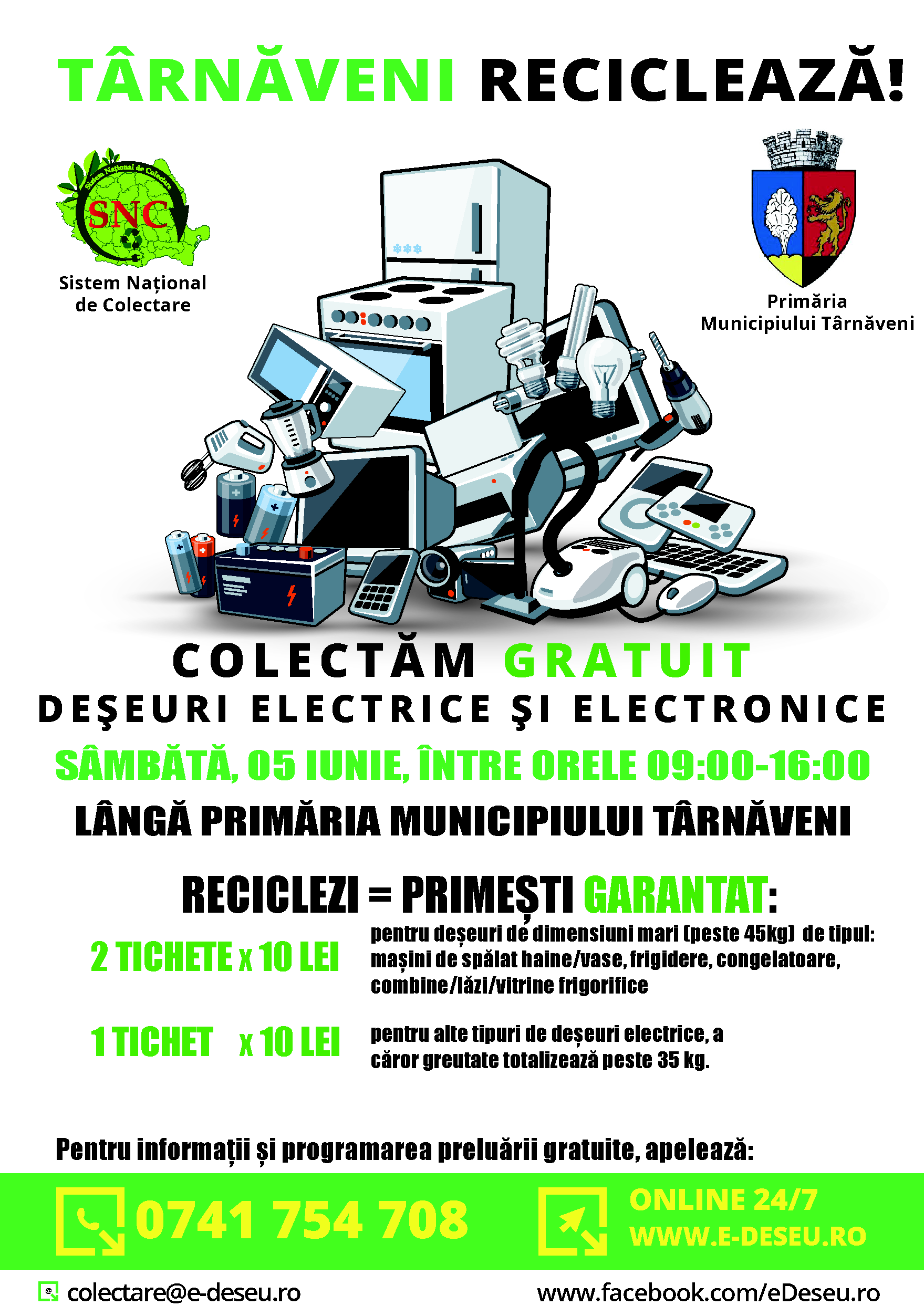 Colectare de deseuri de echipamente electrice si electronice pe raza Municipiului Tarnaveni, Custelnic, Botorca si Bobohalma
