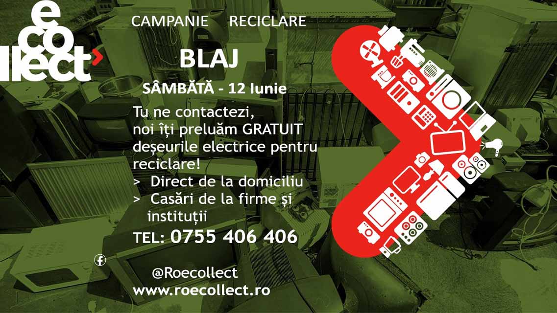 Acțiune de colectare a deșeurilor electrice pe raza Municipiului Blaj, sâmbătă, 12 iunie 2021