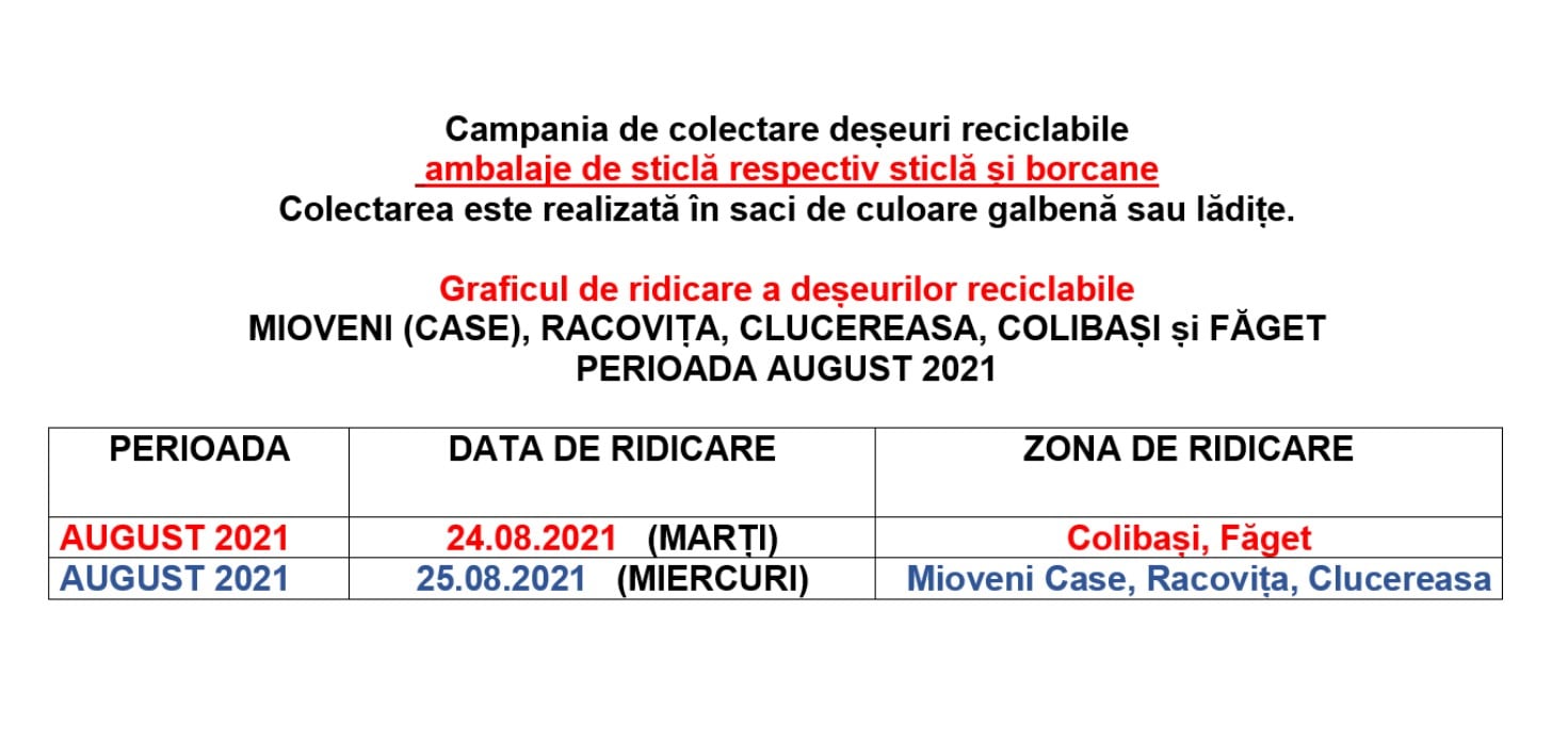 Mioveni: Se colectează deșeurile reciclabile din sticlă din fața gospodăriilor