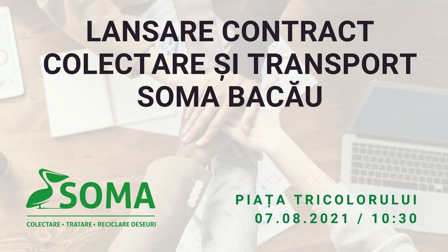 SOMA și ADIS Bacău lansează noul contract de salubrizare. Băcăuanii sunt invitați în Piața Tricolorului, la un eveniment cu surprize