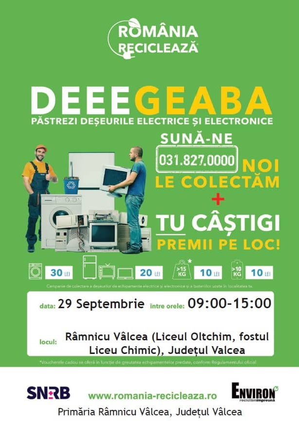 Campanie de colectare a deșeurilor electrice și electrocasnice cu premii în tichete valorice la Râmnicu Vâlcea