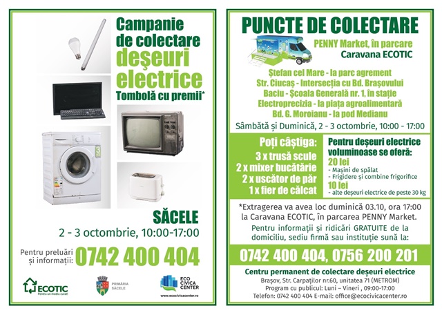 Tombolă în cadrul campaniei de colectare a deșeurilor electrice din Săcele