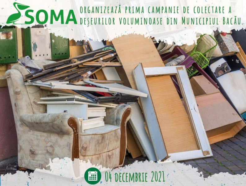 În ziua de 4 decembrie, SOMA organizează prima campanie de colectare a deșeurilor voluminoase pentru populația din Municipiul Bacău
