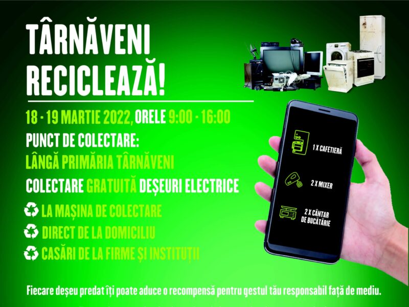 Colectare de echipamente electrice si electronice de pe raza Municipiului Tarnaveni, Custelnic, Botorca si Bobohalma.