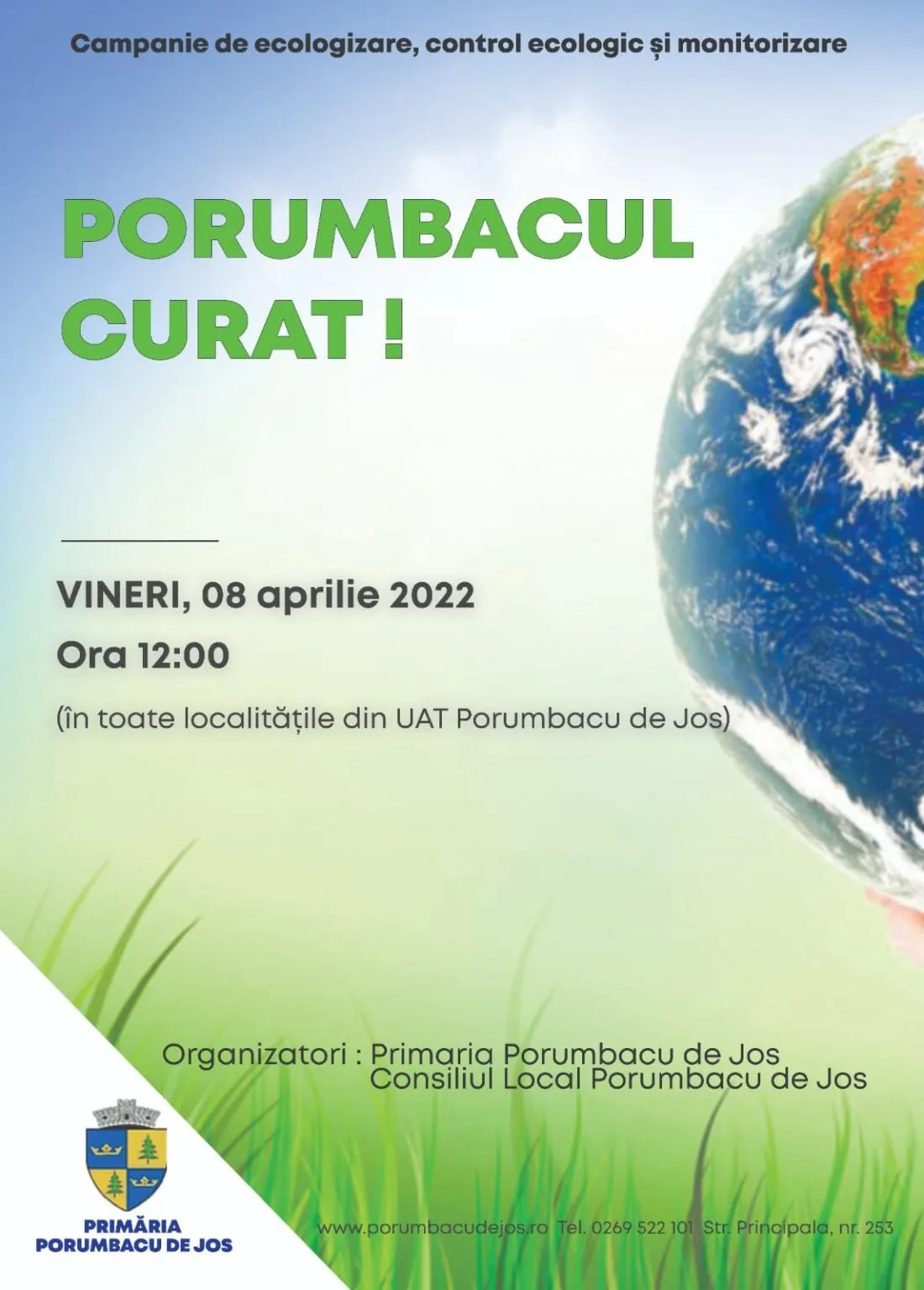 Porumbacul curat – acţiune de ecologizare pe 8 aprilie