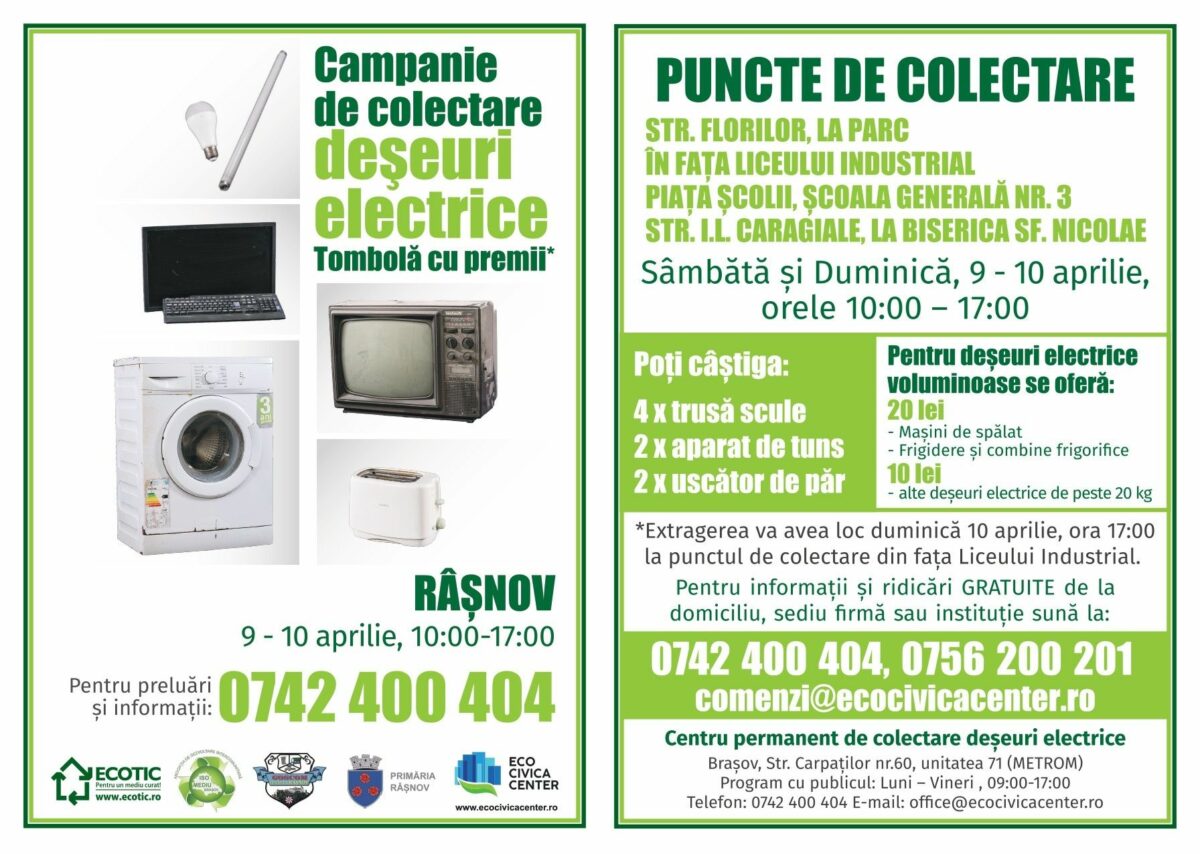 Campanii de colectare a deșeurilor electrice în opt localități din județul Brașov
