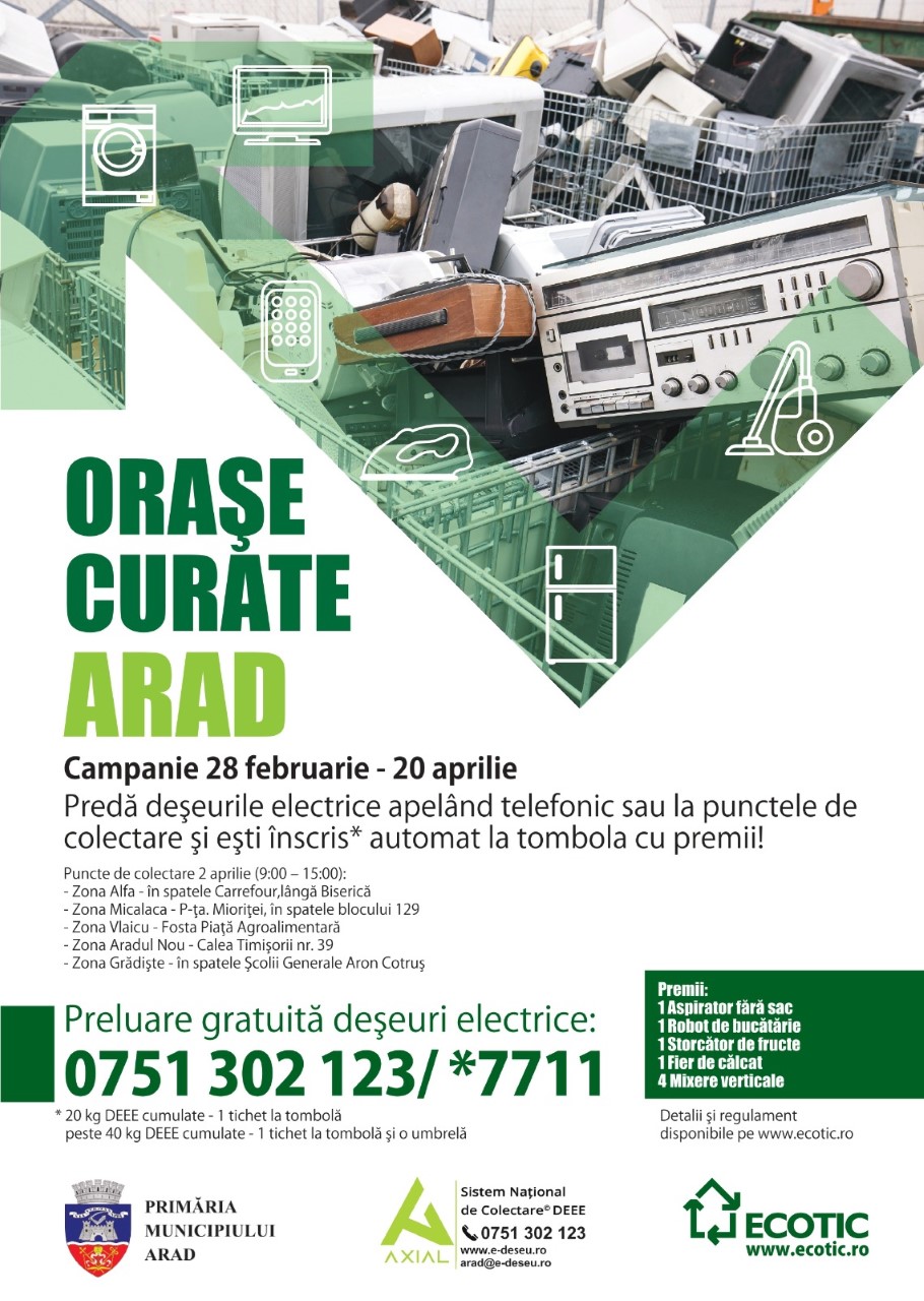 Campanie de colectare deșeuri electrice și electronice la Arad în perioada 28 februarie-20 aprilie