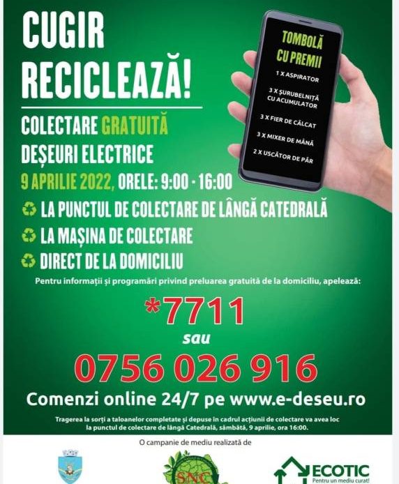 Colectare gratuită a deșeurilor electrice în Cugir, pe 9 aprilie