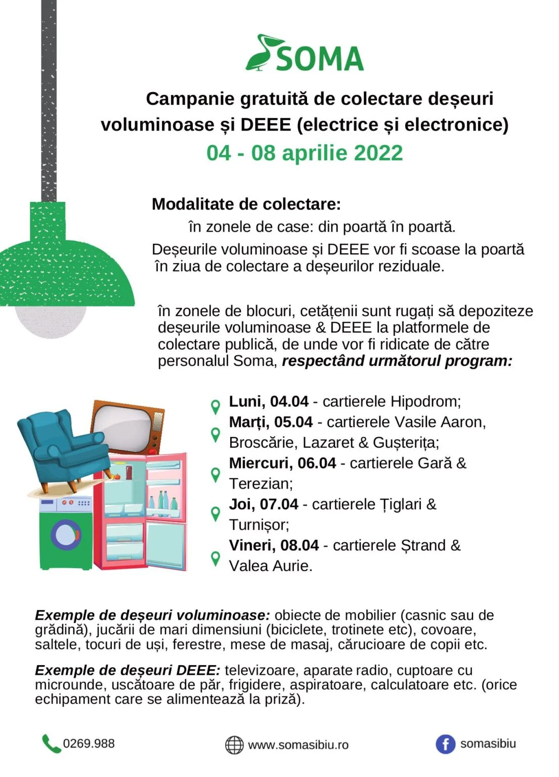 Campanie de colectare a deșeurilor voluminoase şi a celor electrice și electronice în Sibiu în perioada 4 – 8 aprilie 2022