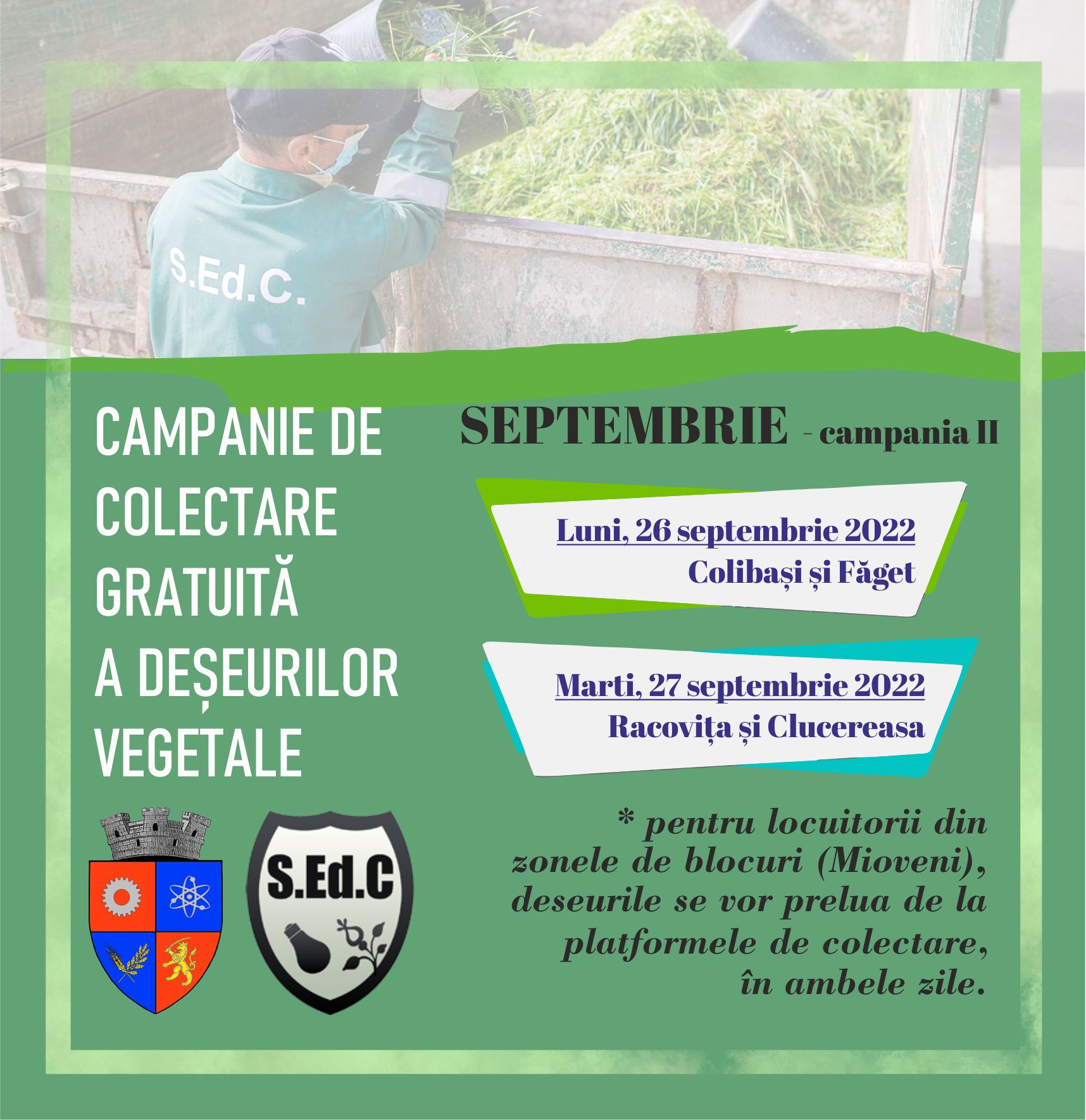 Campanie de colectare a deșeurilor vegetale la Mioveni, pe 26 septembrie