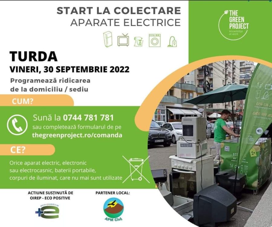 Campanie de colectare DEEE la Turda, pe 30 septembrie