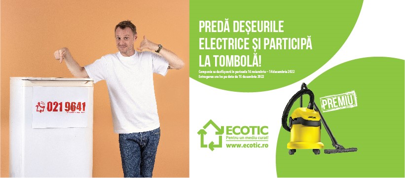 Tombolă dedicată persoanelor fizice care solicită preluarea de la domiciliu a deșeurilor electrice voluminoase prin intermediul numărului de call center