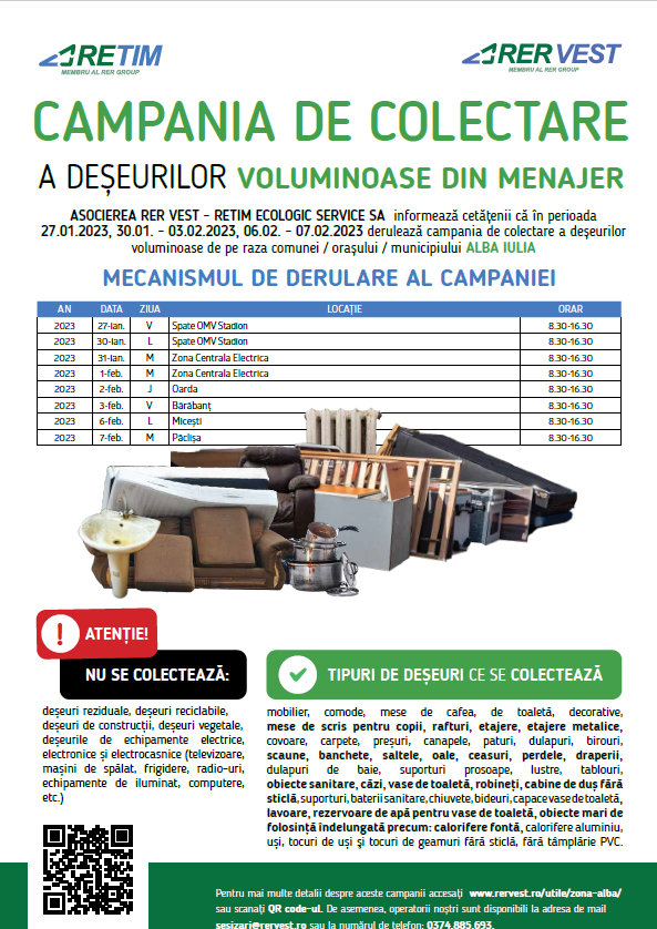 Campanii de colectare deșeuri periculoase și voluminoase în Alba Iulia
