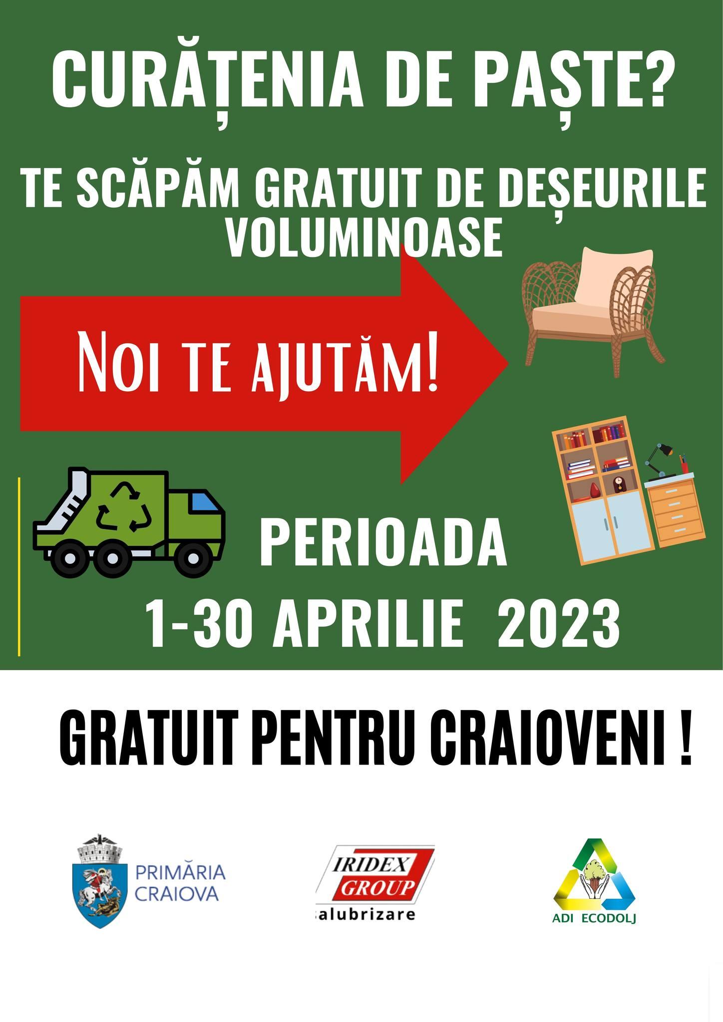 Colectare gratuită deșeuri voluminoase, în Craiova